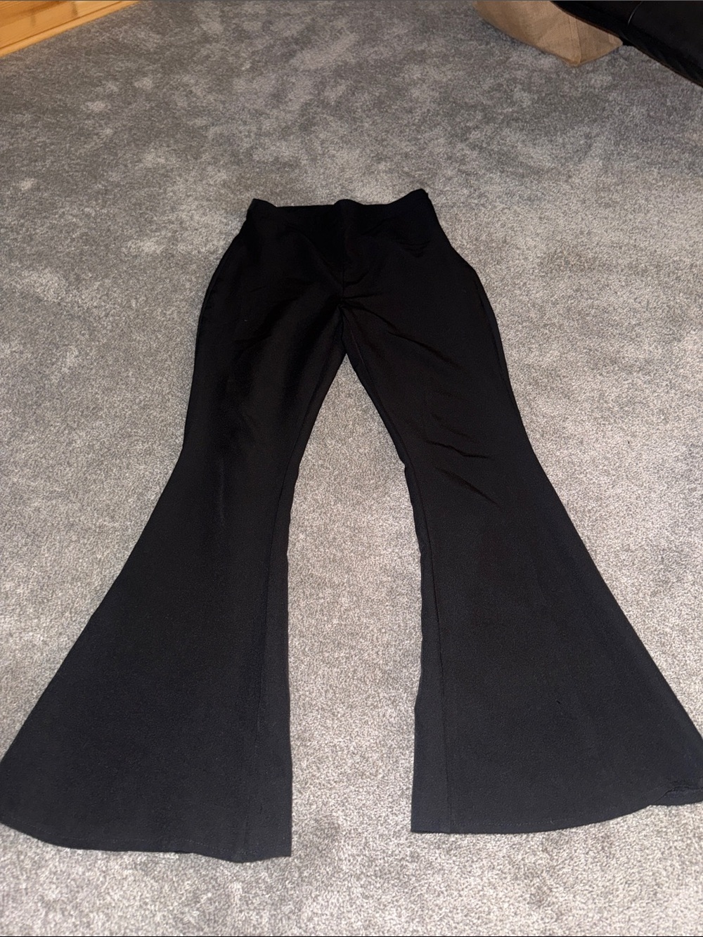 Women's Black Flared Pants - Stretch Wide Leg